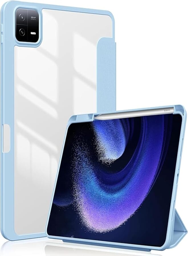 NESLIN Hybrid Case Compatible with Xiaomi Pad 6/6 Pro 11inch 2023 Cover with Pen Holder, Acrylic Multi-Angle Hard PC Case Protective Stand Cover Compatible with Xiaomi Pad 6/6 Pro 11“ (LightBlue)